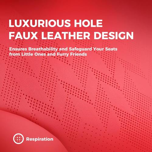 Red Car Seat Covers Full Set - Breathable Faux Leather Universal 5 Seat Covers for Cars, Automotive Protector Fit for Most Sedan SUV Pick-up Truck