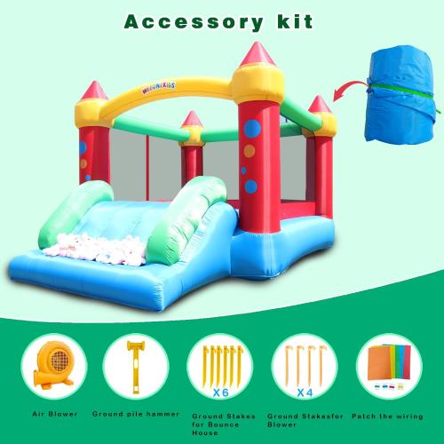 WeeOneKids Air Bounce House, Inflatable Bouncer with Air Blower and Slide, Jumping Family Backyard Bouncy Castle with Extra Thick Material (Red Yellow&Blue)