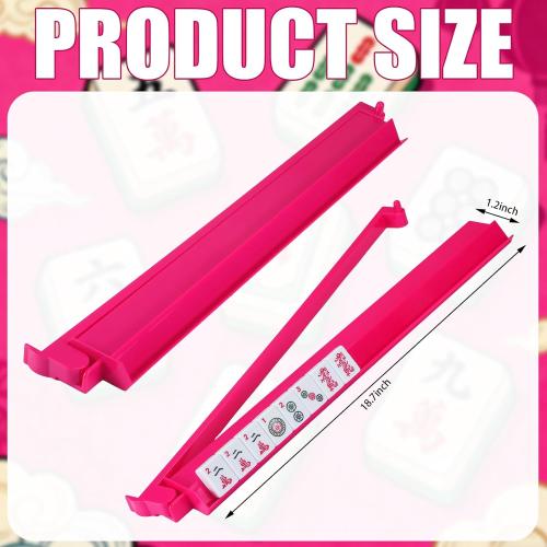 LaRandom 4 Pcs 18.7 Inch Hot Pink Acrylic Mahjong Tile Racks with Pushers for Game Night American Mahjong Racks Tile Set for Mah Jong Lovers and Beginners