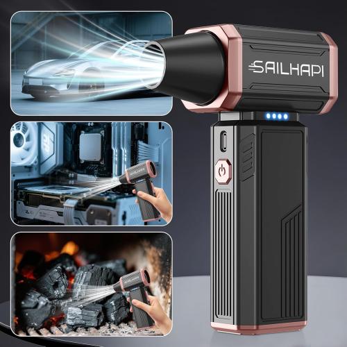 Electric Air Duster, 300000RPM High-Speed Cordless Blower for Barber with Variable Speed & Brushless Motor, Portable Mini Blower for Keyboard, PC, Computer, Replaces Canned Air, Gifts for Men