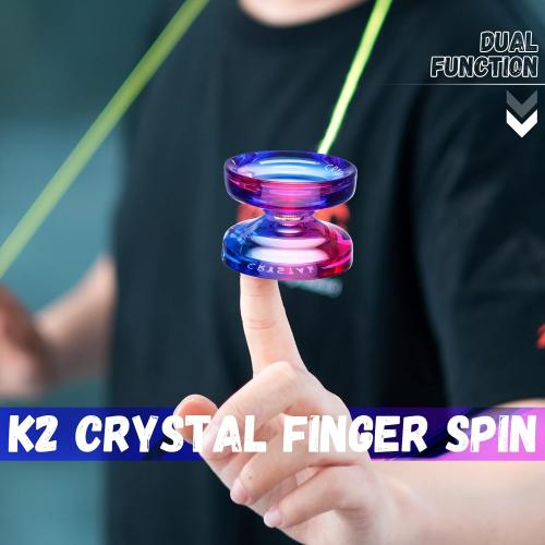 MAGICYOYO K2 Crystal Responsive Yoyo for Kids 8-12, Professional Fingerspin Trick YoYo for Advanced, Dual Purpose Mode with Unresponsive Bearing 12 Yo yo Strings Yo-yo Case Bag (Pink Purple Gradient)