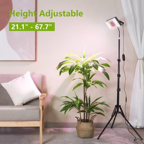 LBW Grow Light with Stand, Full Spectrum LED Plant Light, Floor Grow Lamp with 63 Adjustable Tripod, 4H/8H/12H Timer, 6 Dimmable Brightness, Ideal for Tall Plants