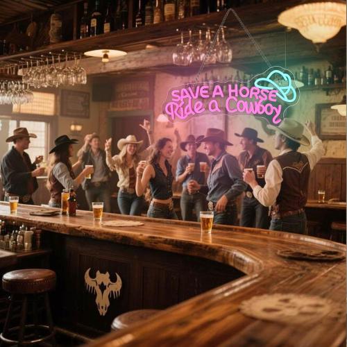 Save A Horse Ride A Cowboy Neon sign Led Signs for Wall Decor with Adjustable Brightness, USB Powered, Ideal for Bedroom, Home Bar, Club, Hotel, and Party Decor