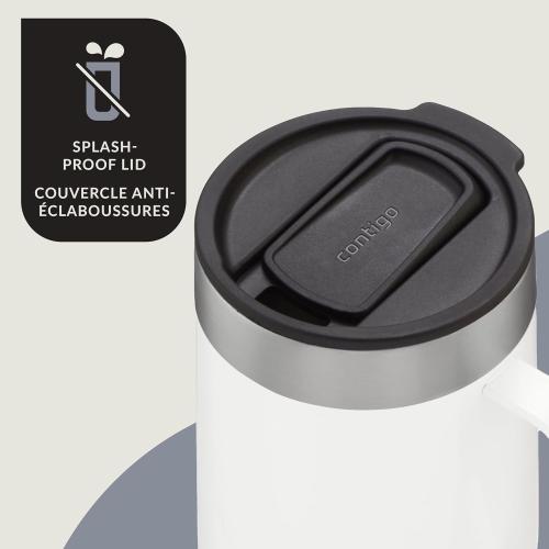 Contigo Streeterville Stainless Steel Mug with Handle and Splash-Proof Lid, Vacuum-Insulated Metal Cup for Coffee and Tea with Handle and Grip Base to Prevent Slipping, Salt, 14 oz (414 mL)