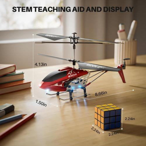 Color red SYMA S107H-E RC Helicopter for Kids 8-12 and Beginners, Remote Control Helicopter with Altitude Hold, 2 Speed Modes, Whole Alloy Toy for Boys Girls Indoor Gift