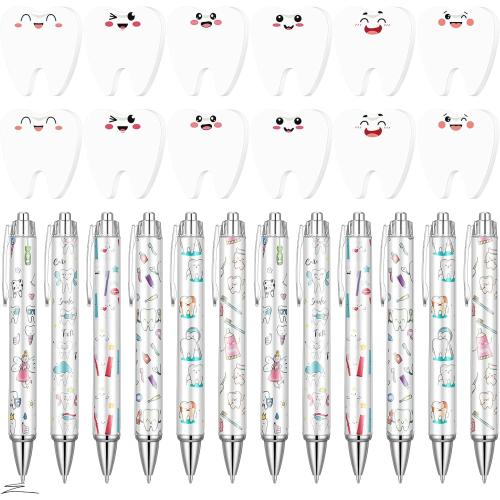 11 Pcs Dental Assistant Notepads with Pens Cute Self Stick Notes Pens Christmas Gifts Set for Lover Sticky Notes Ballpoint Bulk for Traveler Birthday Christmas Party Gifts(White)