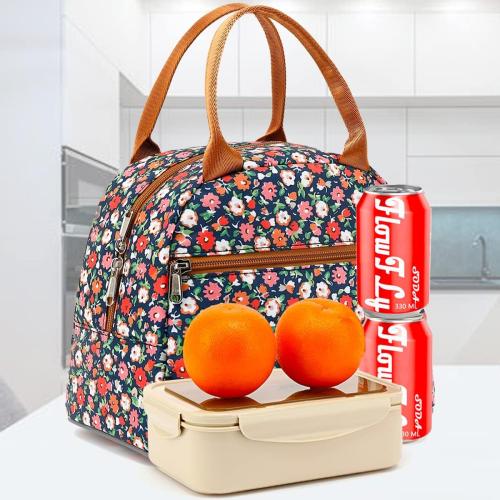 FlowFly Insulated Lunch Cooler Bag - Tote Bag Organizer for Women/Men, Floral#Red