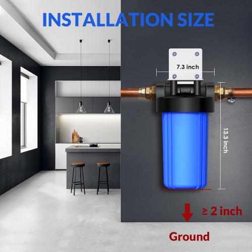 SimPure DB10P 10 *4.5 Whole House Sediment Water Filter Housing | Universal Sediment & Carbon Filter Housing | 1 NPT Port with Pressure Release Button | Well and City Water Pre-Filter