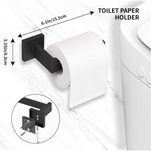 5-Pieces Matte Black Bathroom Accessories Set, 23.6 Inch Bath Towel Bar Set, SUS 304 Stainless Steel Bathroom Hardware Set, Towel Racks for Bathroom Wall Mounted.