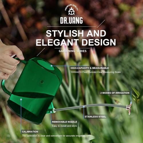 Watering Can Indoor for House Plants Small Watering cans with Long Spout Flower Model Sprinkler Head 1.2L (Green, 1.2L)