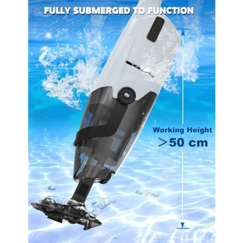 Cordless Pool Vacuum Cleaner for Above Ground Pool & In Ground Rechargeable Pool Vacuum Cleaner - 90 Mins Runtime, with 69 Telescopic Pole, Spa Vacuum for Hot Tub- Fast 3H Charge (Silver Grey)