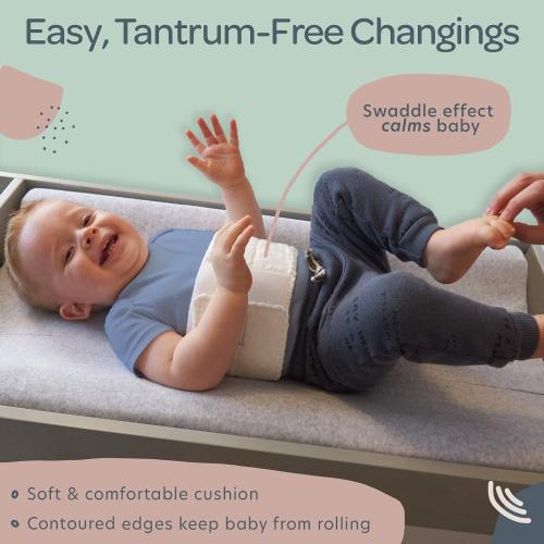 Baby Changing Pad with Secure Strap 32 x 16, Changing Diaper Mat for Table Dresser Change Station Soft, White