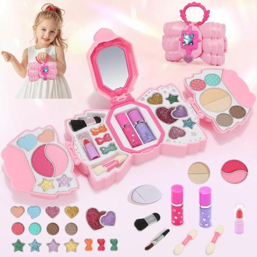 Topsolid Kids Makeup Kit for Girl, Real Washable Makeup for Kid with Mirror, Kids Makeup Sets for Girls 5-8, Princess Toys Cosmetic Set, Christmas & Birthday Gifts Toys for 3 4 5 6 7 8 Year Old Girls