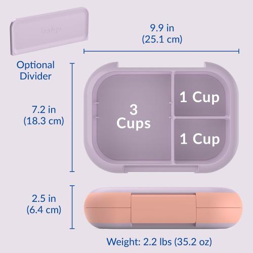 Bentgo Chill Max Leak-Proof XL Lunch Box - Included Ice Pack Keeps Food Cold; 5-Cup Capacity for Adults & Ages 8 , 3 or 4 Compartment Bento Box, BPA-Free, Dishwasher Safe (Lavender & Peach Blossom)