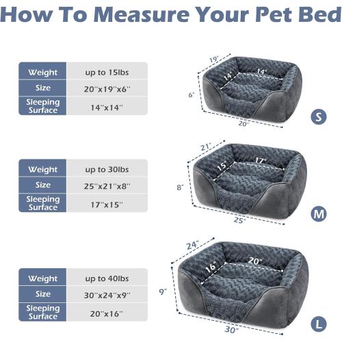 INVENHO Large Dog Bed for Large Medium Small Dogs, Rectangle Washable Dog Bed, Orthopedic Dog Bed, Soft Calming Sleeping Puppy Bed Durable Pet Cuddler with Anti-Slip Bottom L(30x24x9)