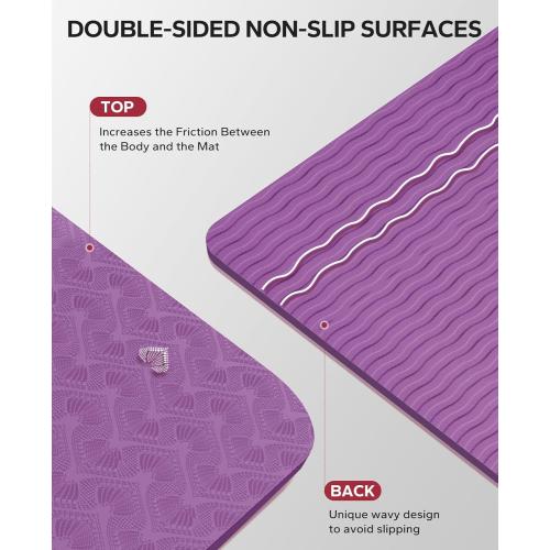 HAPBEAR Extra Large Yoga Mat - 72x48/78x54, 1/4 & 1/3 Thick, Non-Slip, Durable, Eco-Friendly, Wide Exercise Mat for Home Workouts, Yoga, Pilates, Stretching, Meditation (Barefoot Exercise)