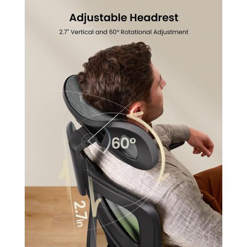 ProtoArc Ergonomic Office Chair, EC100 Big and Tall Desk Chair with Wintex Breathable Mesh, 30% Thicker Saddle Spring Cushion, Lumbar Support, Adjustable Headrest, Armrest - Gradient Green