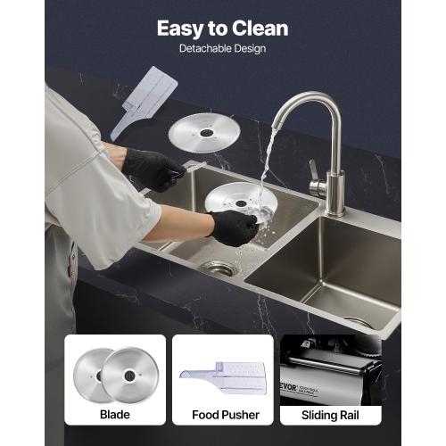 VEVOR Meat Slicer, 7.5 inch Electric Deli Food Slicer, 180W Meat Cutter with two Premium SUS420 Blades, 0-0.6 inch Adjustable Thickness, ETL Certified Food Slicer Machine for Home Use