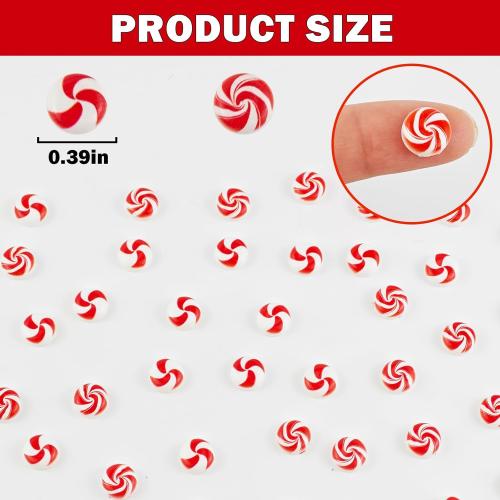 100 Pieces Tiny Christmas Peppermint Lollipop for Dollhouse Micro Resin Decor for Crafts Mini Things for Fairy Garden Micro Landscaping Decoration