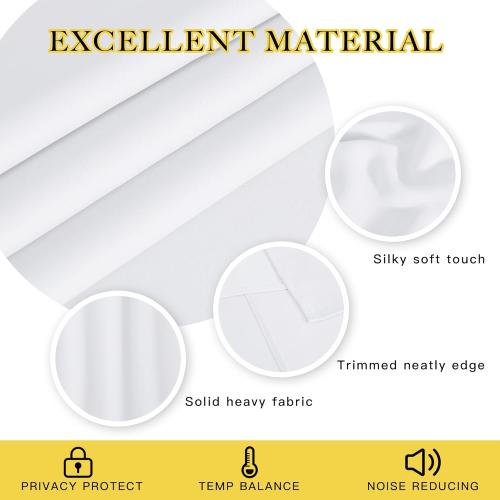 NICETOWN White Bedroom Curtain 72 inches Long - (50% Blackout) Grommet Sound Reducing Window Treatment Sound Reducing Privacy Thermal Drape Light Blocking for Living Room (1 Panel, W52 x L72)