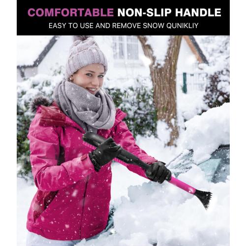 YeewayVeh 35 inch Snow Brush and Ice Scraper for Car Windshield, Extendable Snow Brush for Car with Soft Grip & Additional Handhold, 2 in 1 Detachable Snow Scraper for Car Truck SUV Vehicle, Magenta