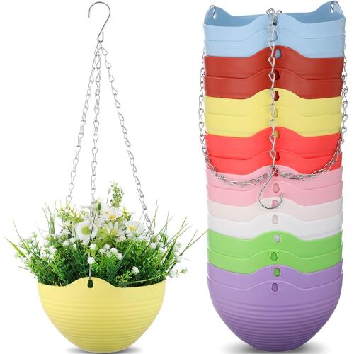 Zopeal 16 Pack Self Watering Hanging Planters, 8 Inch, Colorful, Resin Material with Metal Chain, Suitable for Indoor and Outdoor Plants