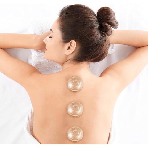 Nuanchu 6 Pieces Glass Fire Cupping Therapy Set Thick Chinese Acupoint Cupping Kit Professional Vacuum Glass Fire Jars with Finger Grips in 2 Sizes for Myofascial Massage Muscle Nerve Joint Pain