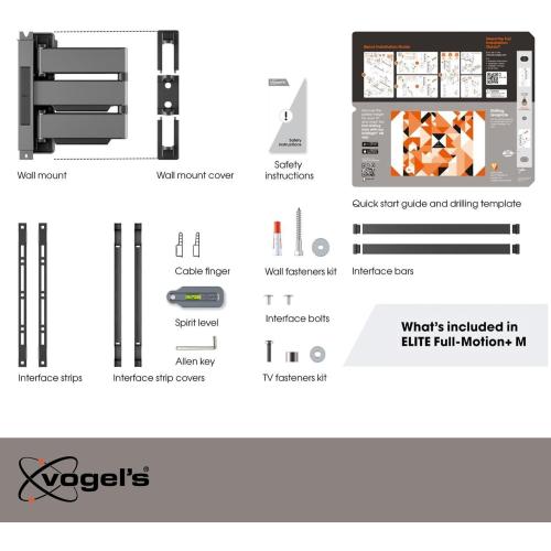 Vogel's TVM 5445 Full-Motion Ultra-Thin TV Wall Bracket for 32-65 inch TVs, Max. 77 lbs, Swivels up to 180°, Full-Motion TV Mount max. VESA 400x400, Universally Compatible