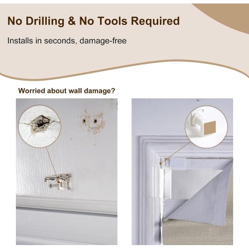 No Drill Roman Shades,Light Filtering-Beige,32 W x 72 H | No Tools Roman Blinds,UV Protection,Thermal Insulation,Easy to Install,Suitable for Kitchens,Bedrooms,Living Room