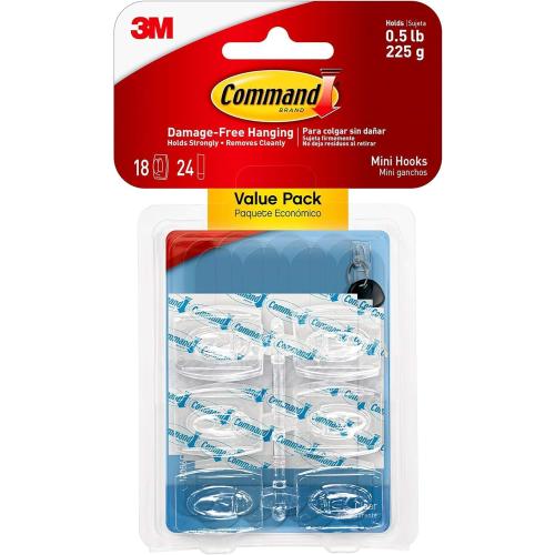 4 packs, command Mini Hooks Value Pack, Clear, 18-Hooks (17006CLR-18ES), Organize Damage-Free