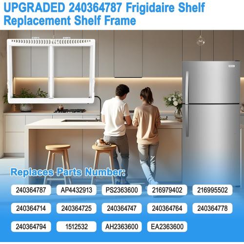 UPGRADED 240364787 Refrigerator Crisper Drawer Cover Frame Compatible with Frigidaire Crisper Drawer Replacement, Crisper Pan Cover Unit AP4432913, 240364794, FFTR1821TS0, FFTR1814TWB Crisper Drawer