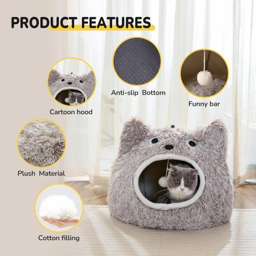CATISM Cat Bed - Cat Beds for Indoor Cats, Soft Plush Cats Cave, Washable Cave for Kitty
