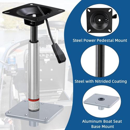 Adjustable Boat Seat Pedestal Base Mount Kit with Lock in 3/4 Boat Seat Pin Post&Marine Power Pedestal Mount Base for Marine Fishing Bass Chair,Post Adjustable Height 18 to 24 Inches