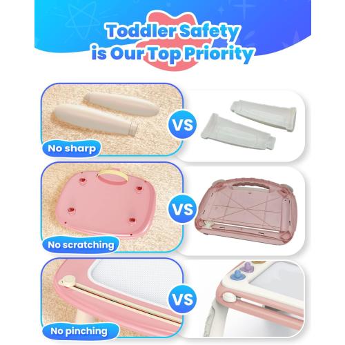 Magnetic Drawing Board, Toddler Girl Toys for 1-3 Year Old, Doodle Board Learning and Educational Kids Toys for 1 2 3 Year Old Baby Birthday GIF- Pink