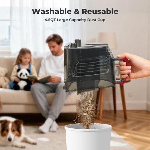 1600W Canister Vacuum Cleaner, Bagless Vacuum Cleaner with 45kPa Strong Suction, 4L Large Dust Cup, Variable Speed Control, 5 Tools, Lightweight Canister Vacuum for Home, Pet, Carpet, Hard Floor, Red