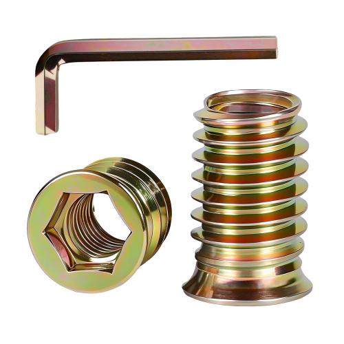 40 PCS M6-1.0 x 20mm Threaded Inserts for Wood Professional Threaded Insert Nuts for Furniture & Wooden Products, Hex Spanner Included