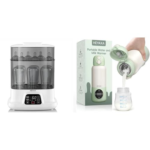 HEYAXA Portable Milk Warmer Bundle with Baby Bottle Steri-lizer and Dryer