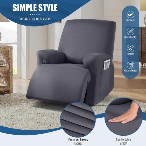 TAOCOCO Recliner Chair Covers Stretch Polyester Fabric 3-Piece for Large Recliners, Soft, Breathable and Skin-Friendly Furniture Protector, Washable (Tobacco   ? Recliner Chair Cover)