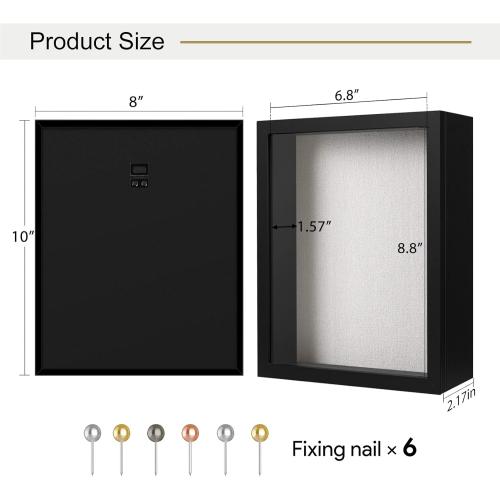 Califortree 8x10 Shadow Box Frame with Linen Back - Sturdy Memory Display Case of Flower, Pictures, Medals and More, Black