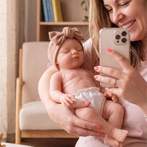 BABESIDE 16 Inch Silicone Baby Doll Weighted 4LB, Lifelike Newborn Dolls