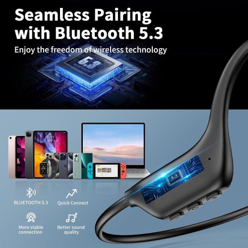 Bone Conduction Headphones - Open Ear Headphones Wireless Bluetooth Sports Earphones, IPX5 Waterproof Running Headphones Headset for Workout