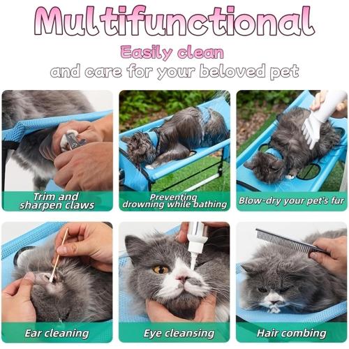 Pet Grooming Bath Stand for Small Medium Dogs & Cats, Adjustable Dog Bathing Table with Non-Slip Triangular Frame, Grooming, Nail Trim, and Pet Care Accessory(Blue)