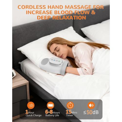 Hand Massager with Heat and Compression: Cordless Hand Massage Glove with 3 Modes, 5 Intensity & 3 Heat Therapy for Arthritis Carpal Tunnel Pain Relief - Mothers Day Gifts for Women, Men (Gray)