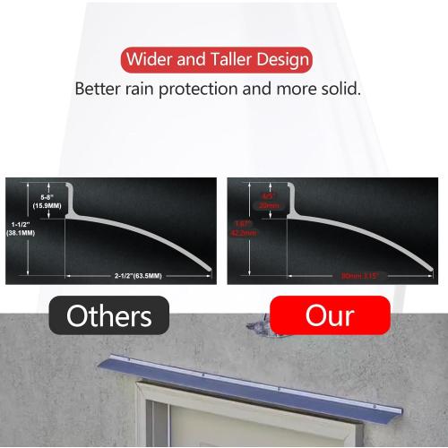 Aluminum Overhead Door Rain Drip Cap Guard - 43.3' Drip Edge Flashing, Deflector, Diverter - Anodized Silver, 2PCS