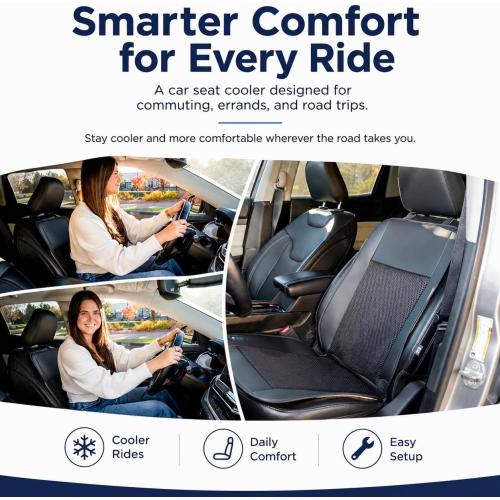 Cooling Car Seat Cover – Ventilated Car Seat Cooler with 10 Turbo Fans & Wired Remote, 3-Speed Cooling Seat Cushion, Universal Fit Car SUV Truck, Breathable 3D Mesh Leather