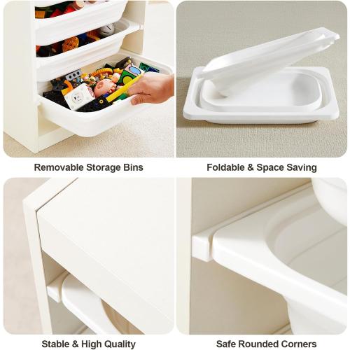 Beright Multipurpose Toy & Book Storage Cabinet with 6 Large Bins, White