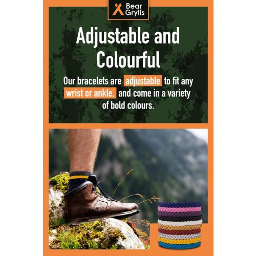 Bear Grylls Mosquito Repellent Bracelets | Crafted for Adventure | Adjustable Leather | DEET-Free | Long-Lasting Protection | Pack of 10
