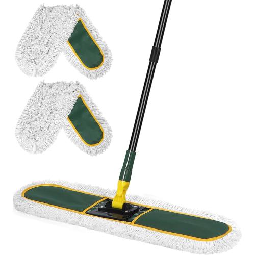 24 Commercial Dust Mop for Floor Cleaning, Heavy Duty Large Mop with Replacement Mops Pads, Industrial Duster Floor Wet Dry Broom for Cleaning Office Garage Hardwood Warehouse