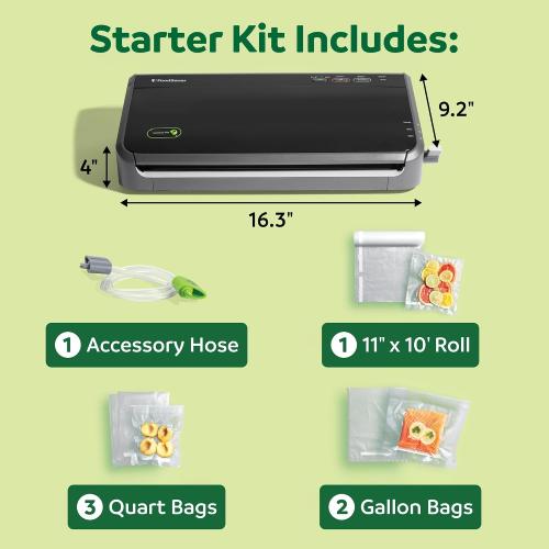 FoodSaver Vacuum Sealer Machine, Automatic Bag Detection, Sous Vide Friendly, with sealer bags, roll, handheld vacuum sealer, black ‼️possibly stains missing or broken item ‼️