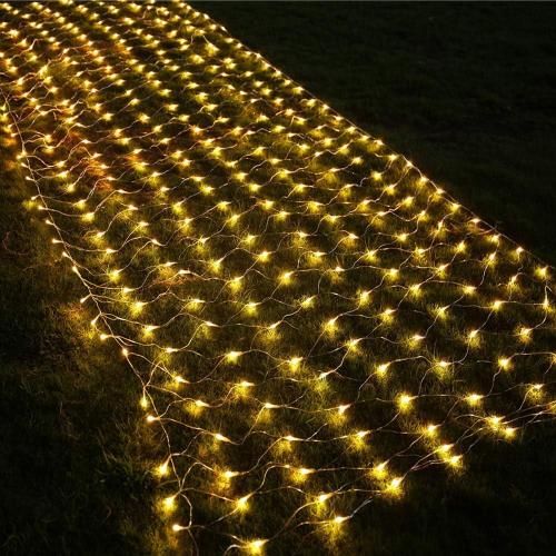 Joomer Christmas Net Lights - 12FT x 5FT 360 LED Plug-in Mesh Lights, Waterproof with 8 Modes, Timer, Connectable for Bushes, Trees, Garden, Outdoor Christmas Decor (Clear Wire, Warm White)